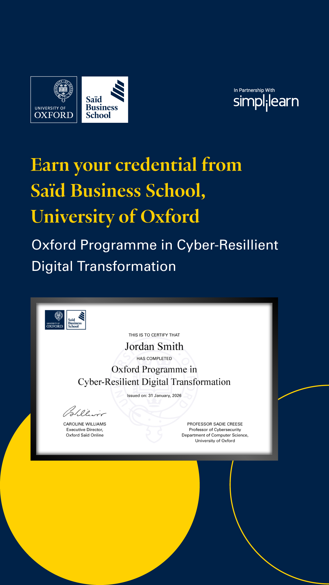 Saïd Business School, University of Oxford Facebook ad