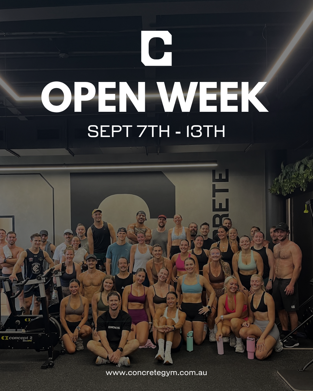 Concrete Gym Facebook ad: Free Open Week, Sept 7th to 13th