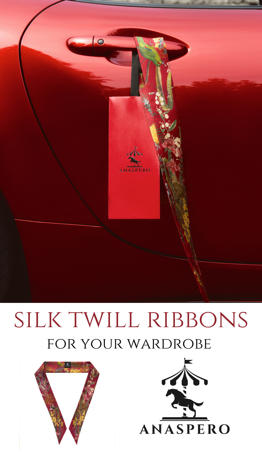 ANASPERO Facebook ad: Discover our scarves and silk twill ribbons