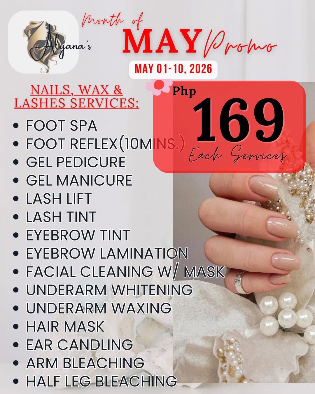Alyana’s Shantina Bouture Salon and Spa Facebook ad: MONTH OF MAY PROMO