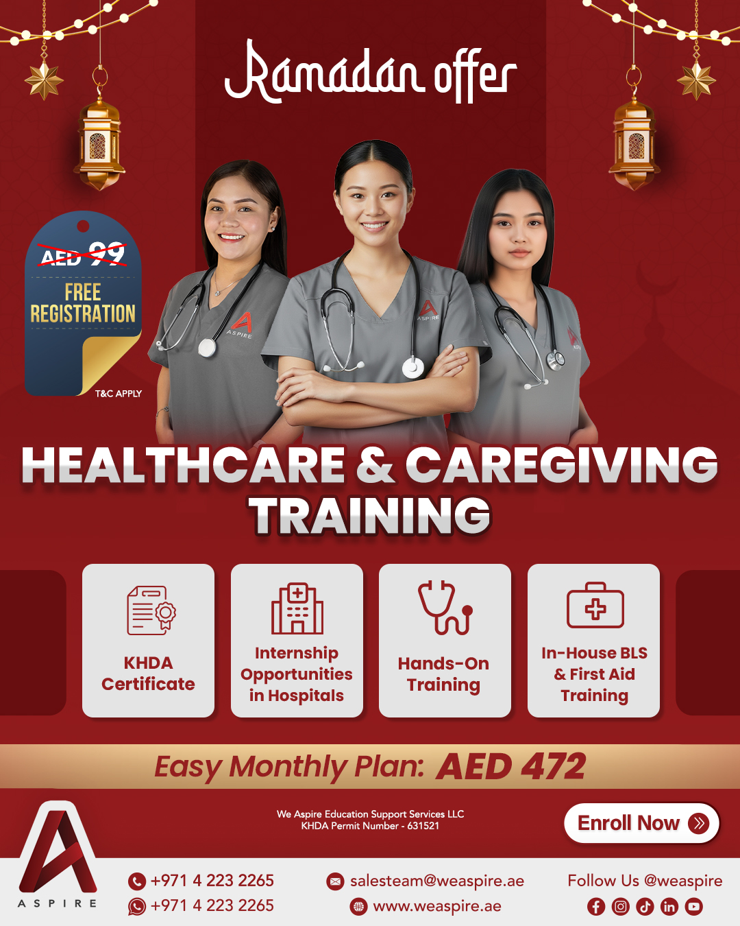 We Aspire Facebook ad: Enroll Now!