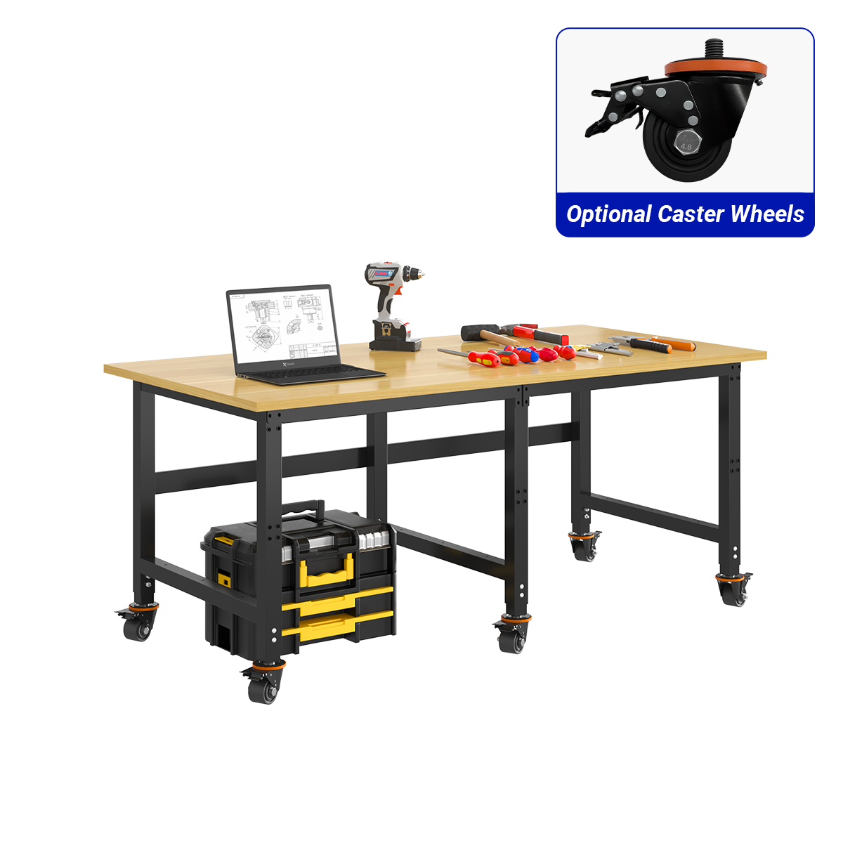4Dock Facebook ad: WB5 90x48 Workbench, wide, smooth, zero wobble.