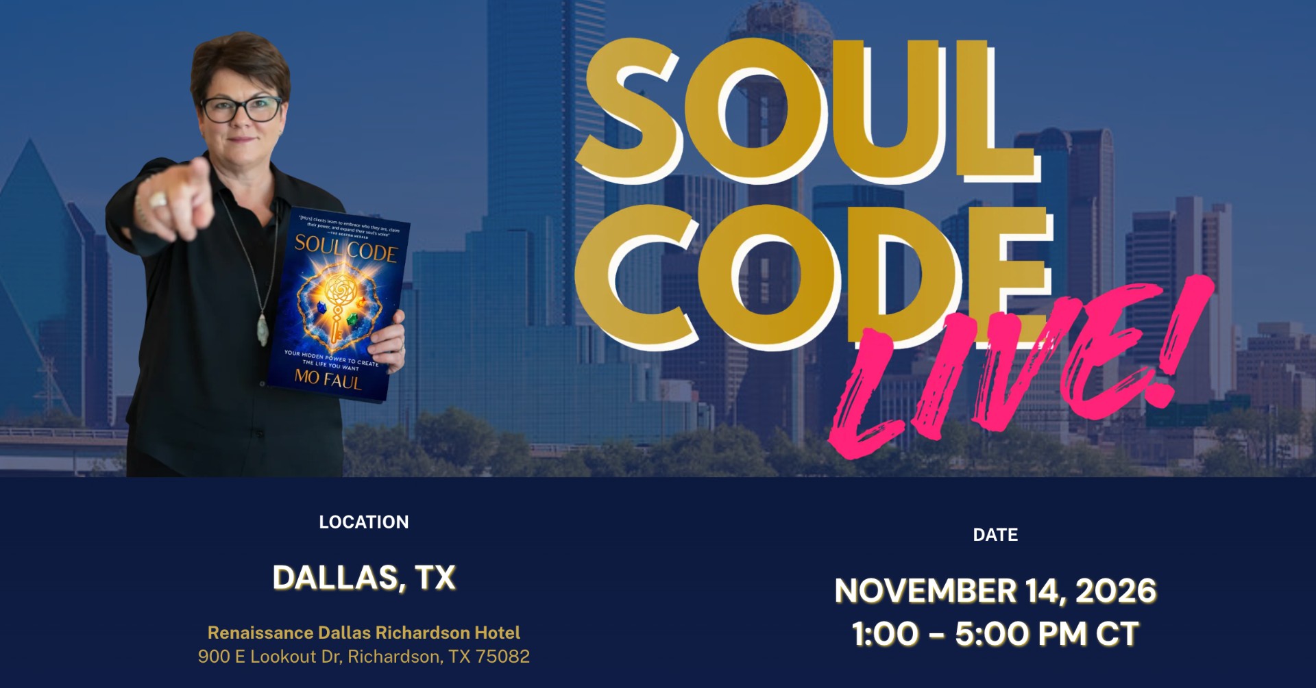 Career Coach Mo Faul Facebook ad: Coach Mo LIVE & In Person, Soul Code Dallas (Registration…