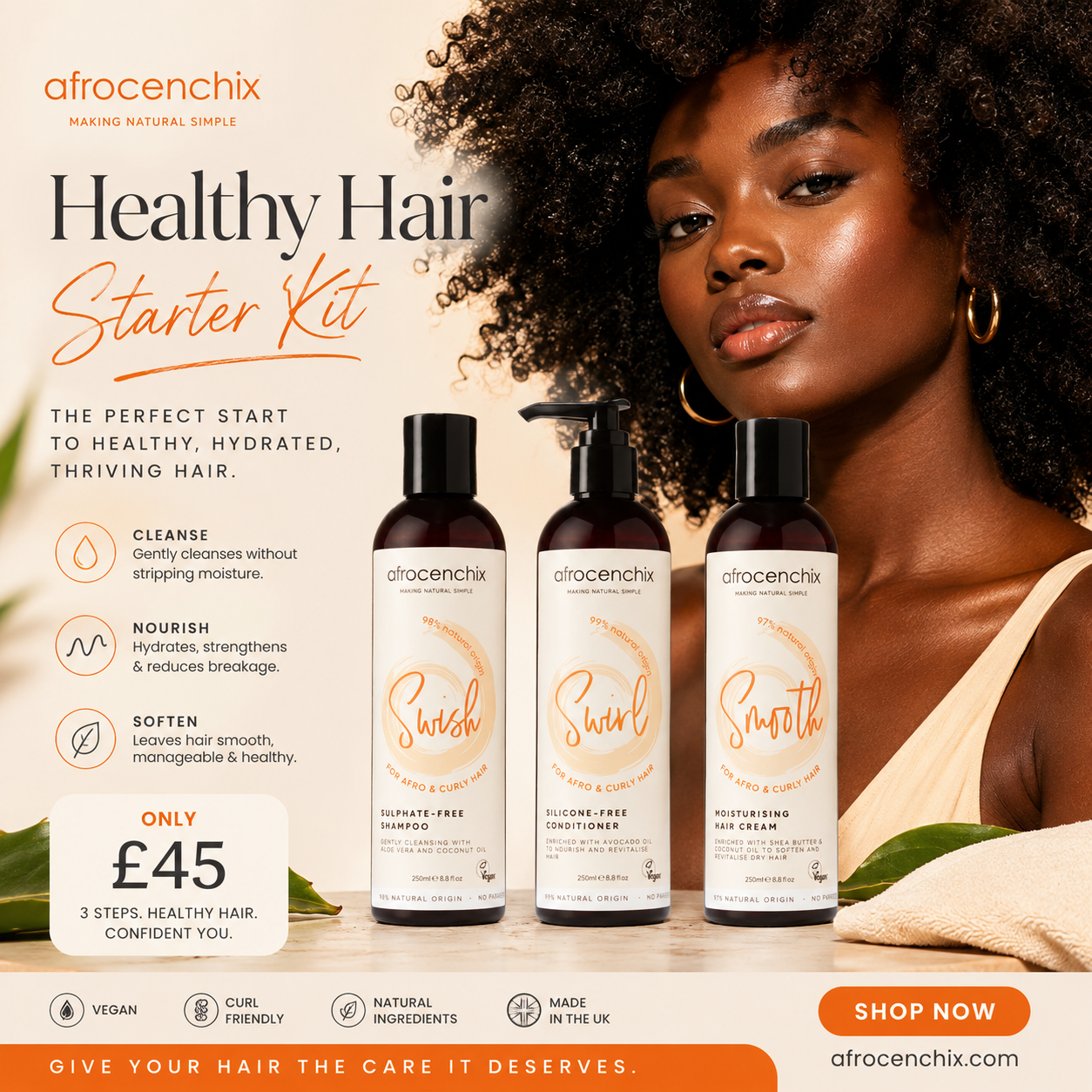 Afrocenchix Facebook ad: Healthy Hair Starter Kit, £45