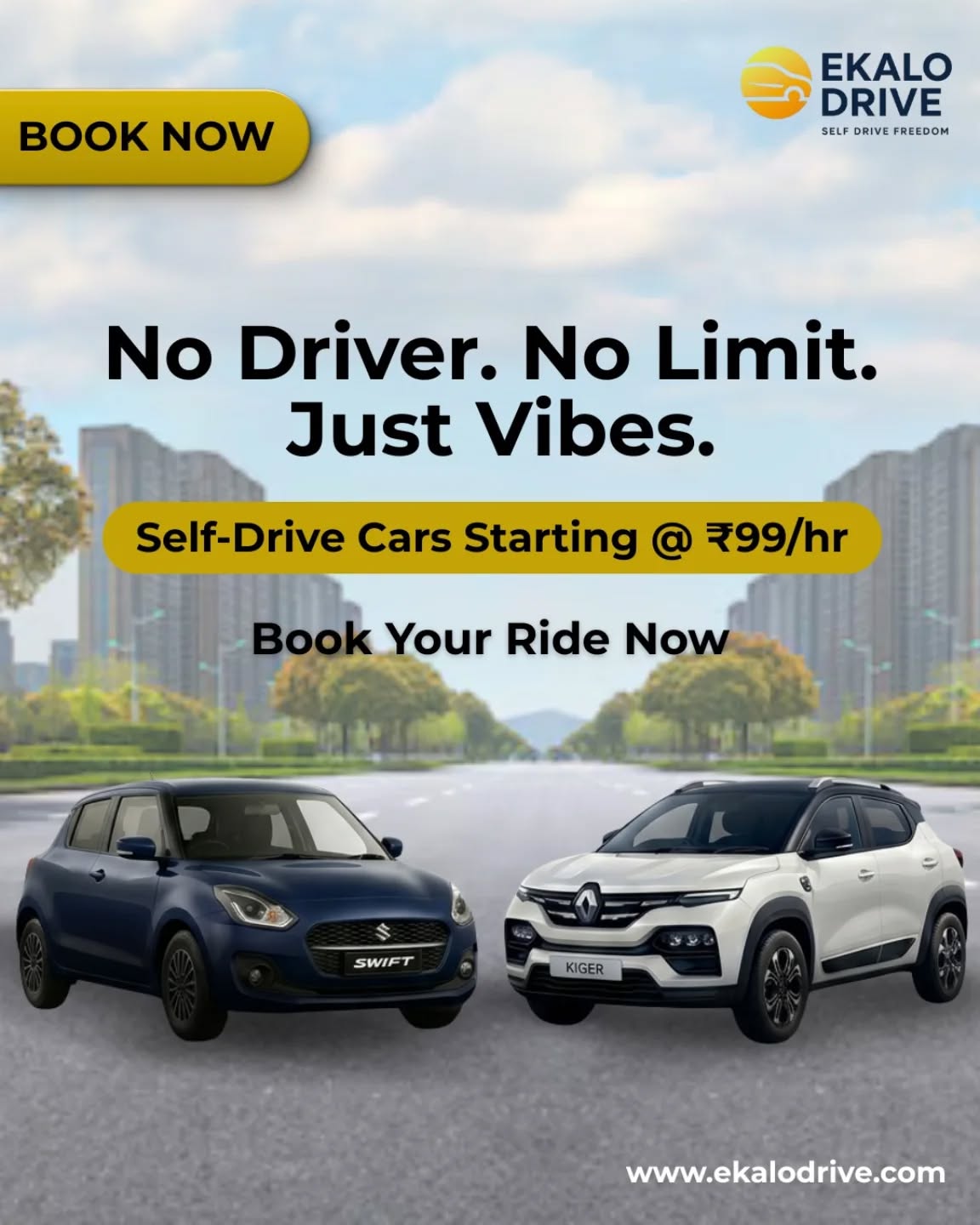 Ekalodrive Facebook ad: No Driver. No Limit.