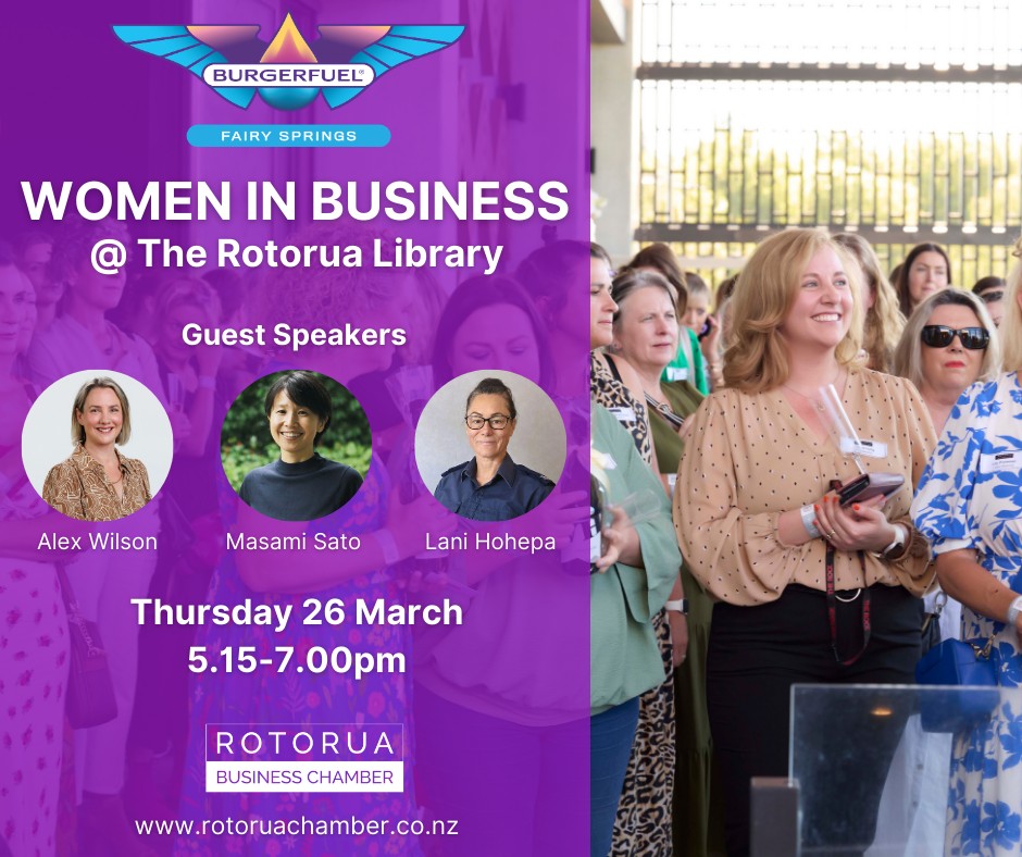 Rotorua Business Chamber Facebook ad: Women in Business @ The Library