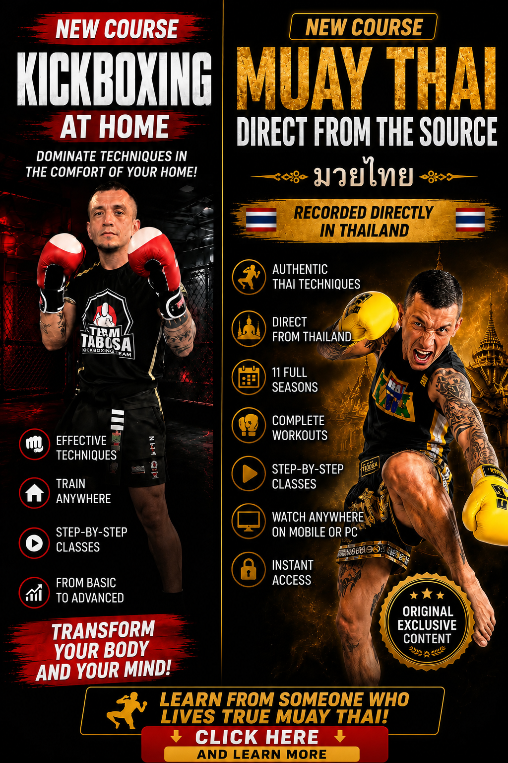 Coach: Fabio Tabosa muay thai e kickboxing Facebook ad: FREE COURSE TODAY LEARNING kickboxing muay thai