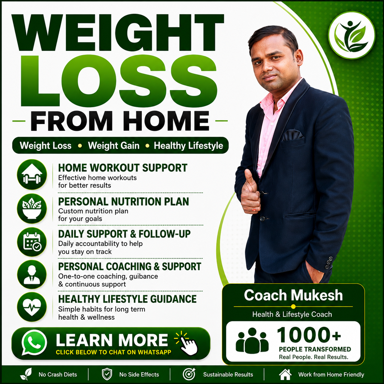 24 Fit Club Coach Mukesh Facebook ad: Weight Loss From Home