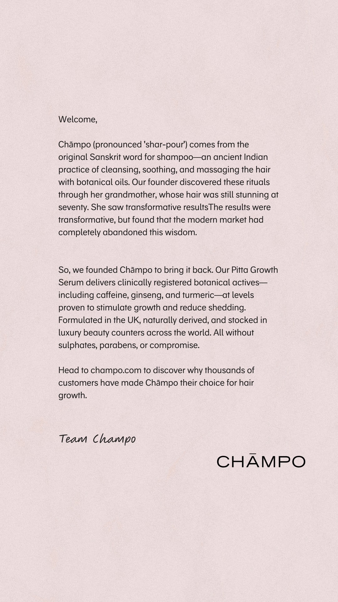 Chāmpo Haircare Facebook ad