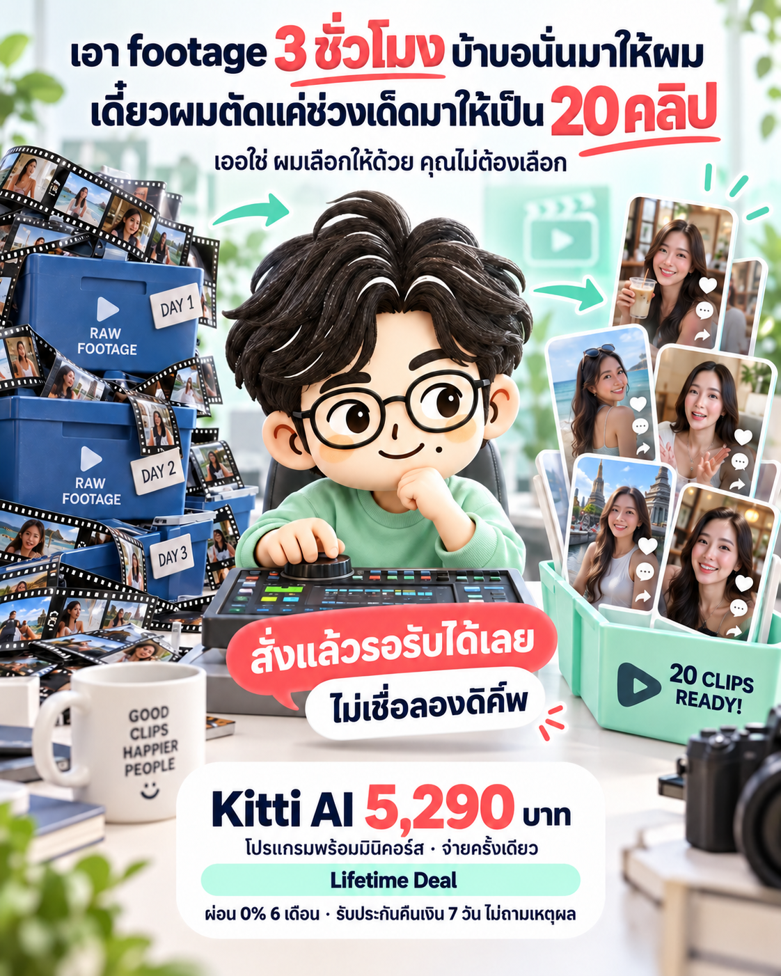 The AI Mission by Ontheway Academy Facebook ad: Kitti โปรแกรมพร้อมมินิคอร์ส 5,290 บาท