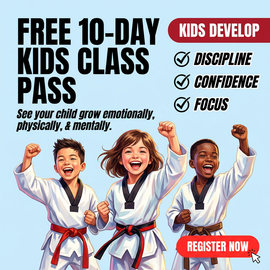 Alliance Anderson Facebook ad: Want a FREE 10-day, kids martial arts class pass?