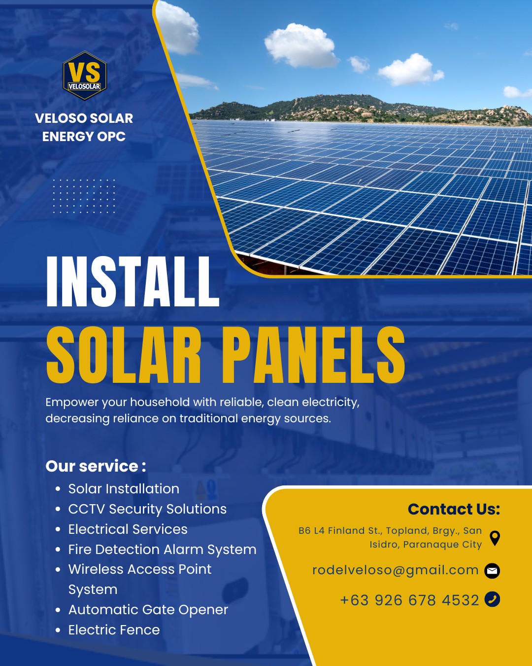 Velosolar Facebook ad: Activate Power and Savings.