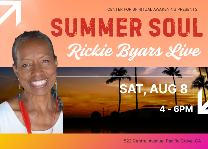 Center for Spiritual Awakening Facebook ad: Rickie Byars Live in Pacific Grove