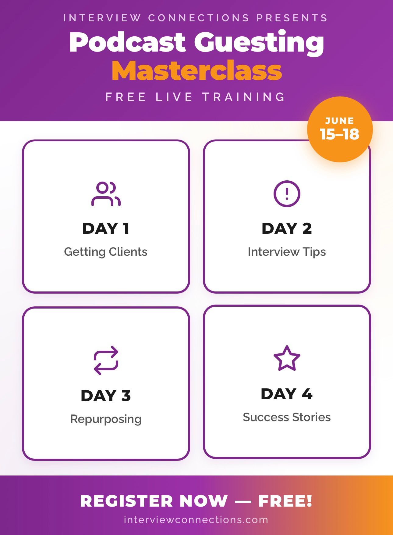 Interview Connections Facebook ad: Turn Podcast Interviews into High Ticket Coaching Clients