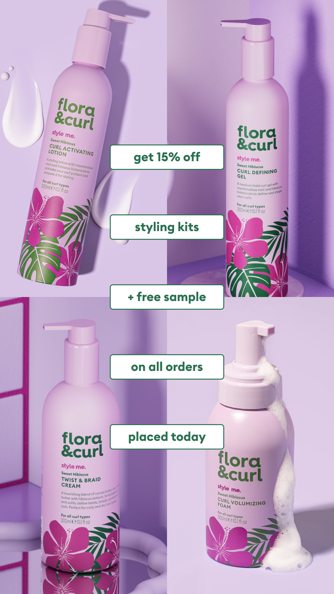 Flora & Curl Haircare Facebook ad