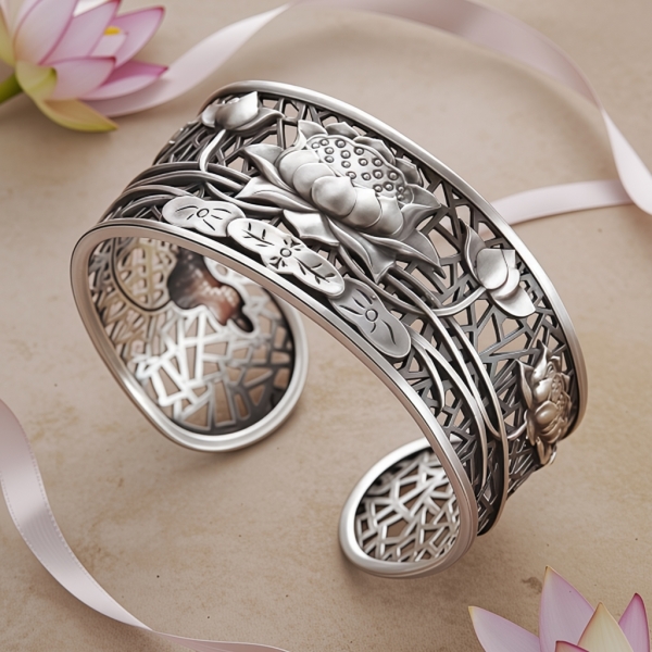 Six Character Truth Facebook ad: Sterling Silver Lotus Flower Hollow Healing Bracelet