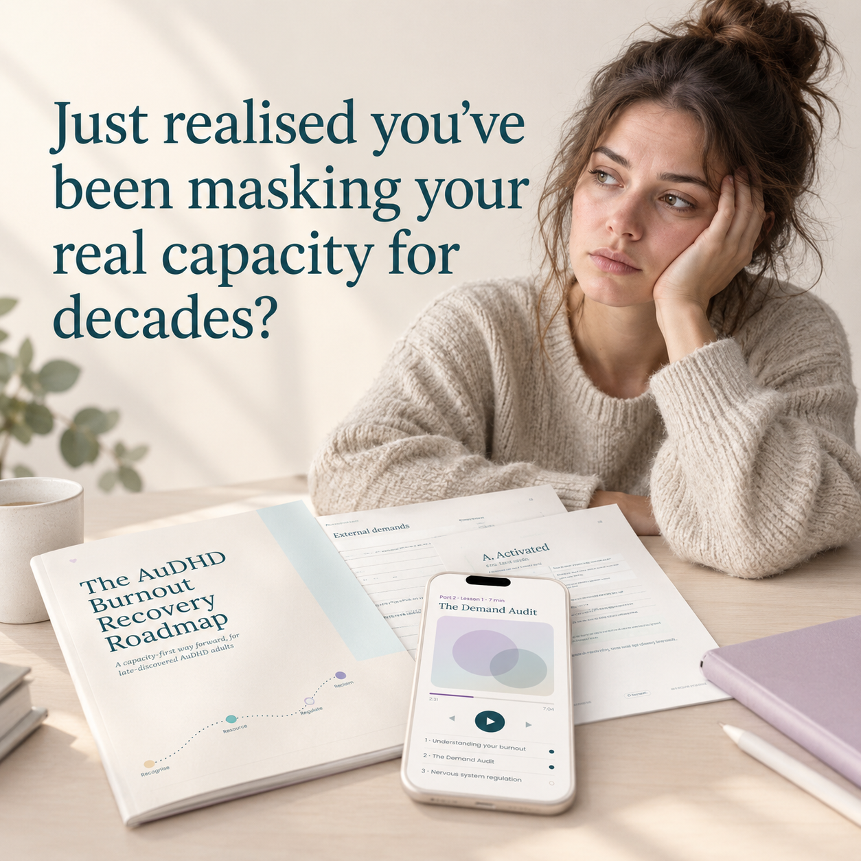 Audhd Burnout Recovery Facebook ad: The AuDHD burnout recovery course, $47 USD