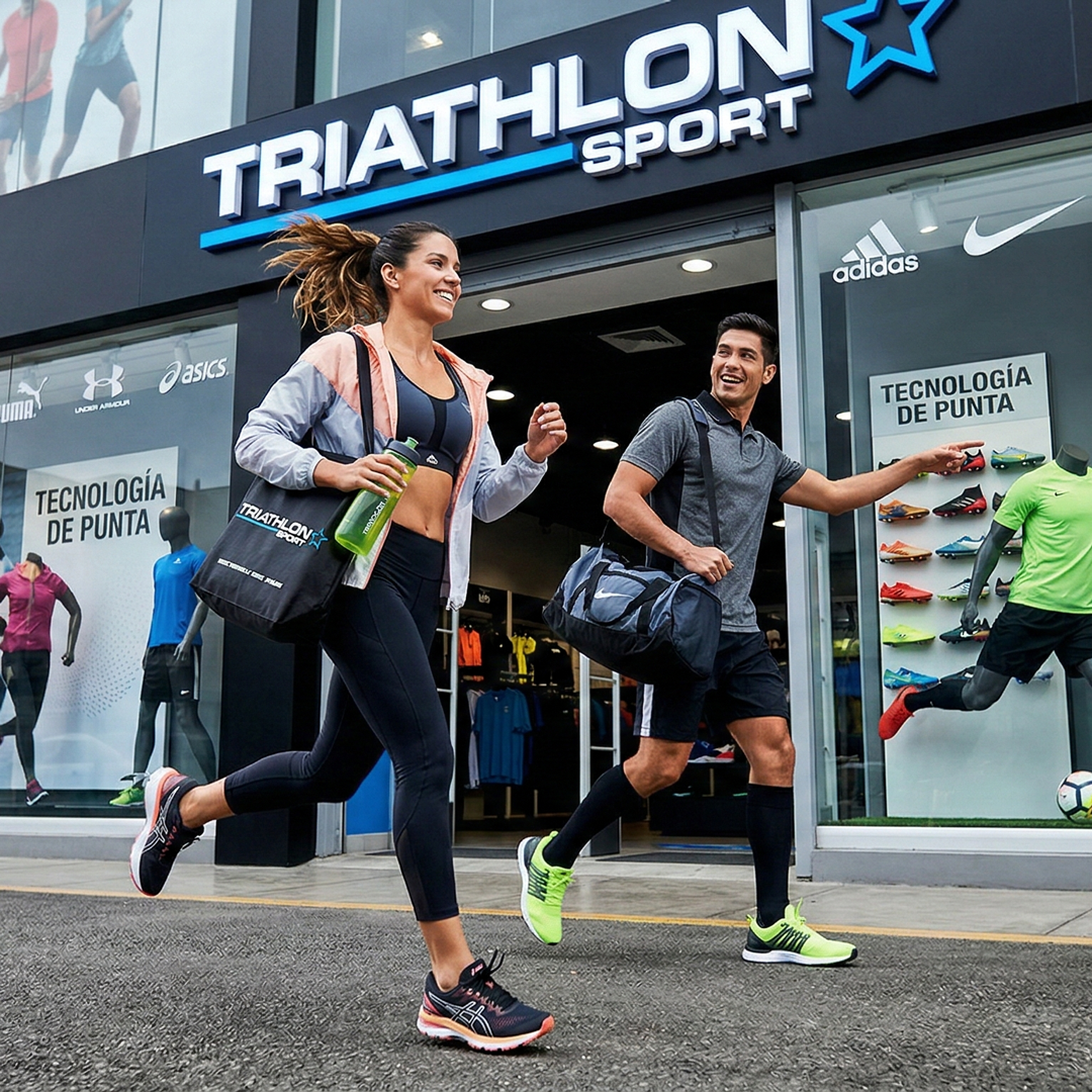 Triathlon Sport Facebook ad: Visítanos en Tienda