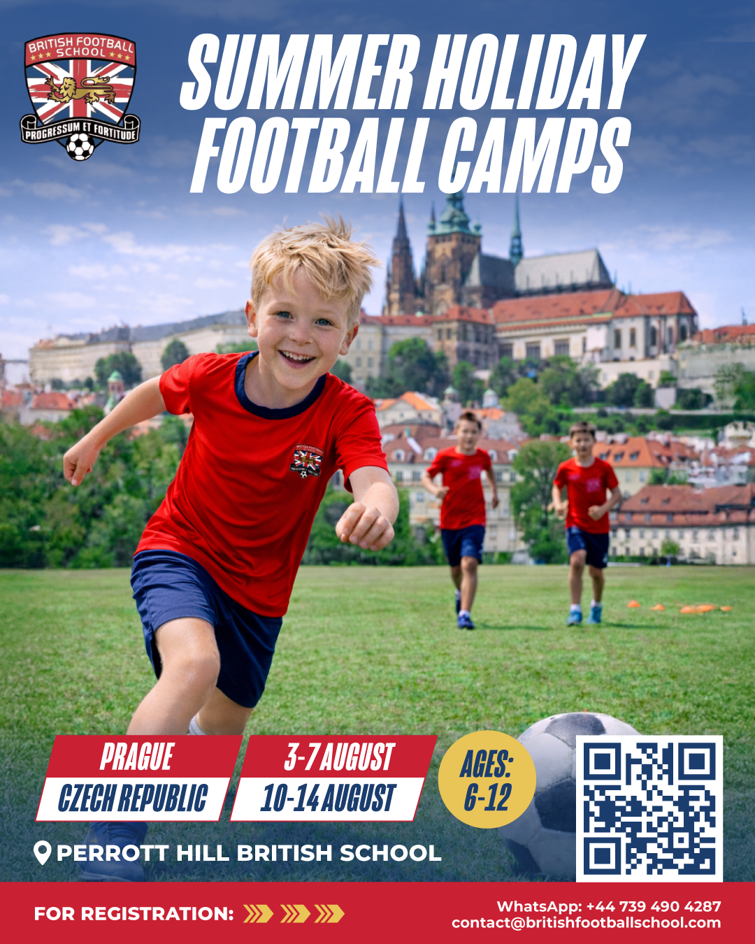 British Football School Facebook ad: Summer Holiday Football Camp in Prague