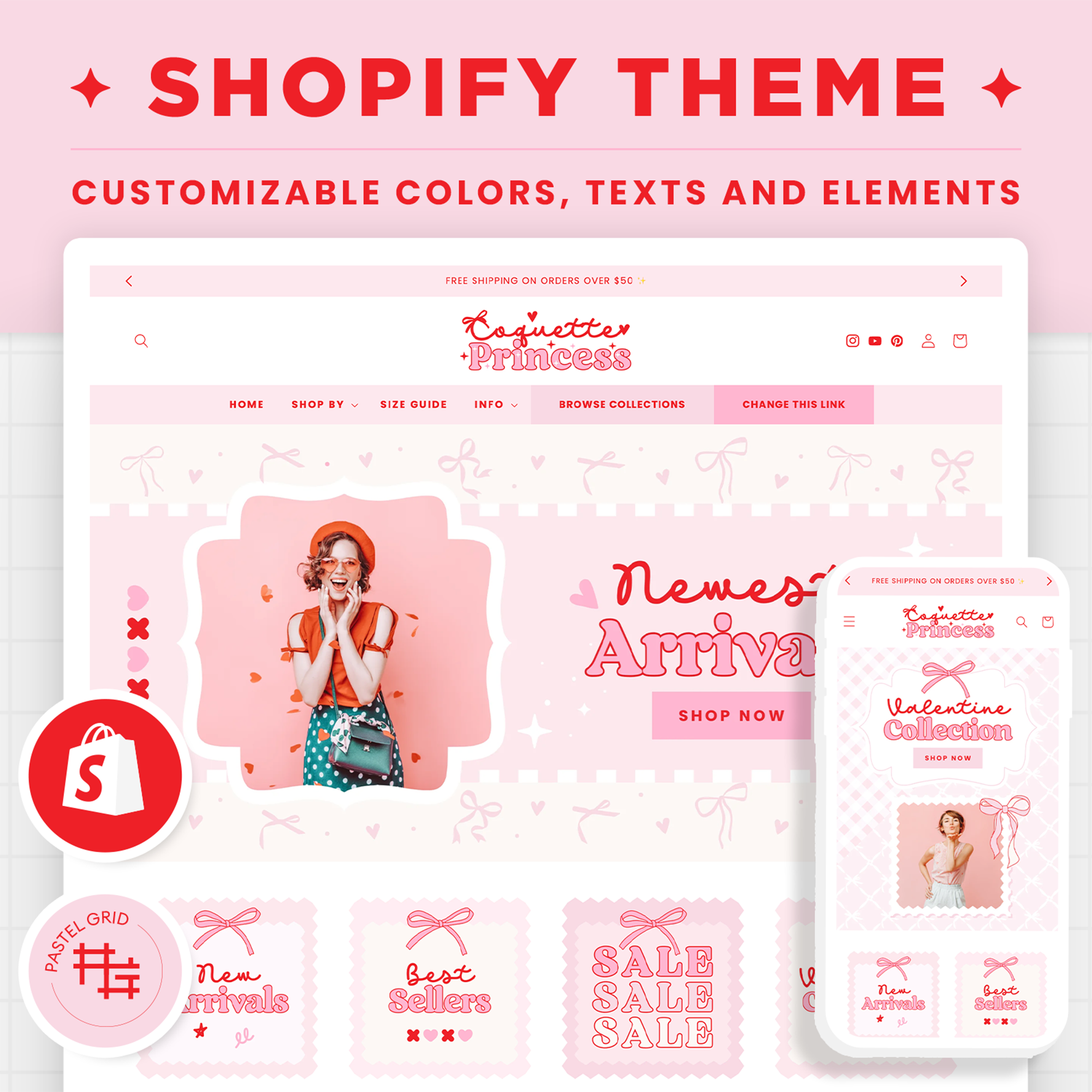 Pastel Grid Facebook ad: Build Your Dream Shop in Just a Few…