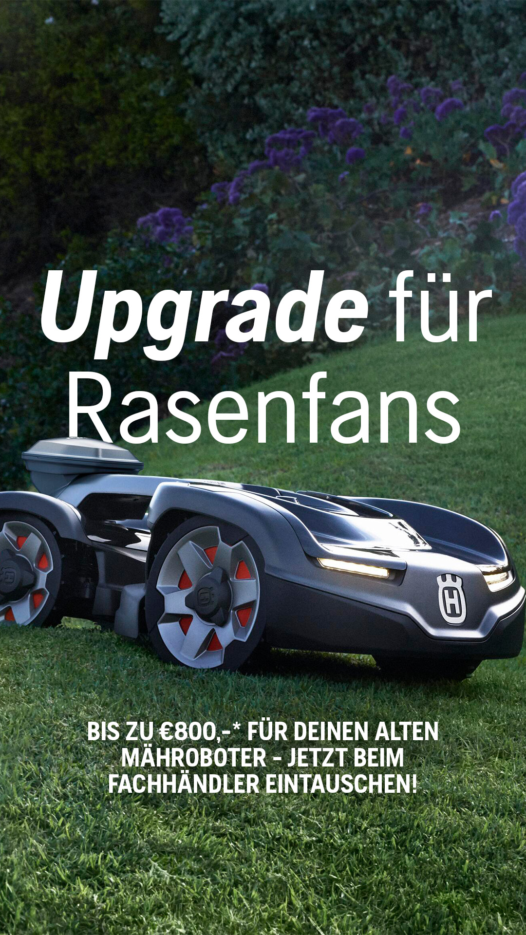 Husqvarna Facebook ad: Husqvarna Automower Eintauschaktion, bis zu € 800,- sparen…