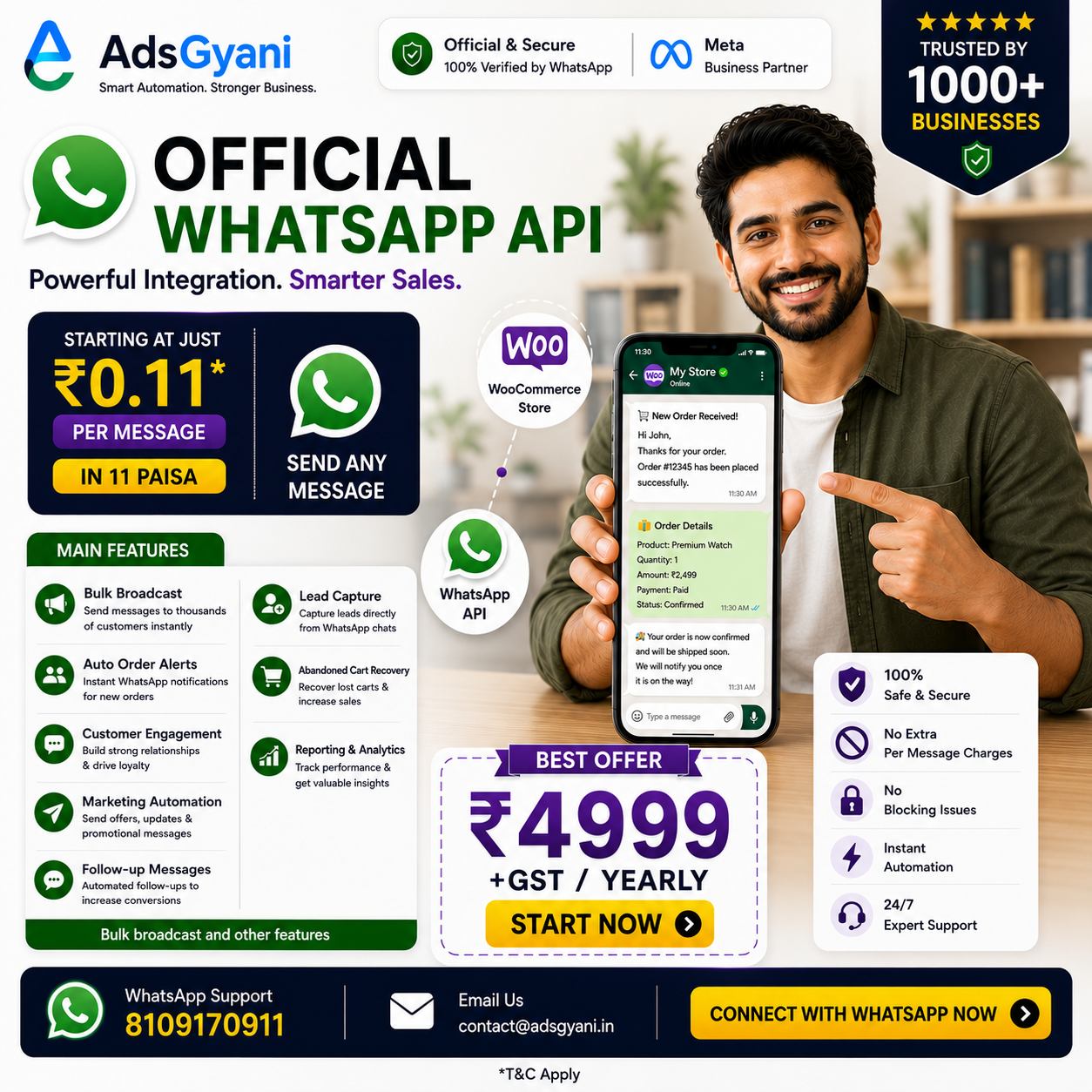 AdsGyani Facebook ad: Automate Your Business on WhatsApp