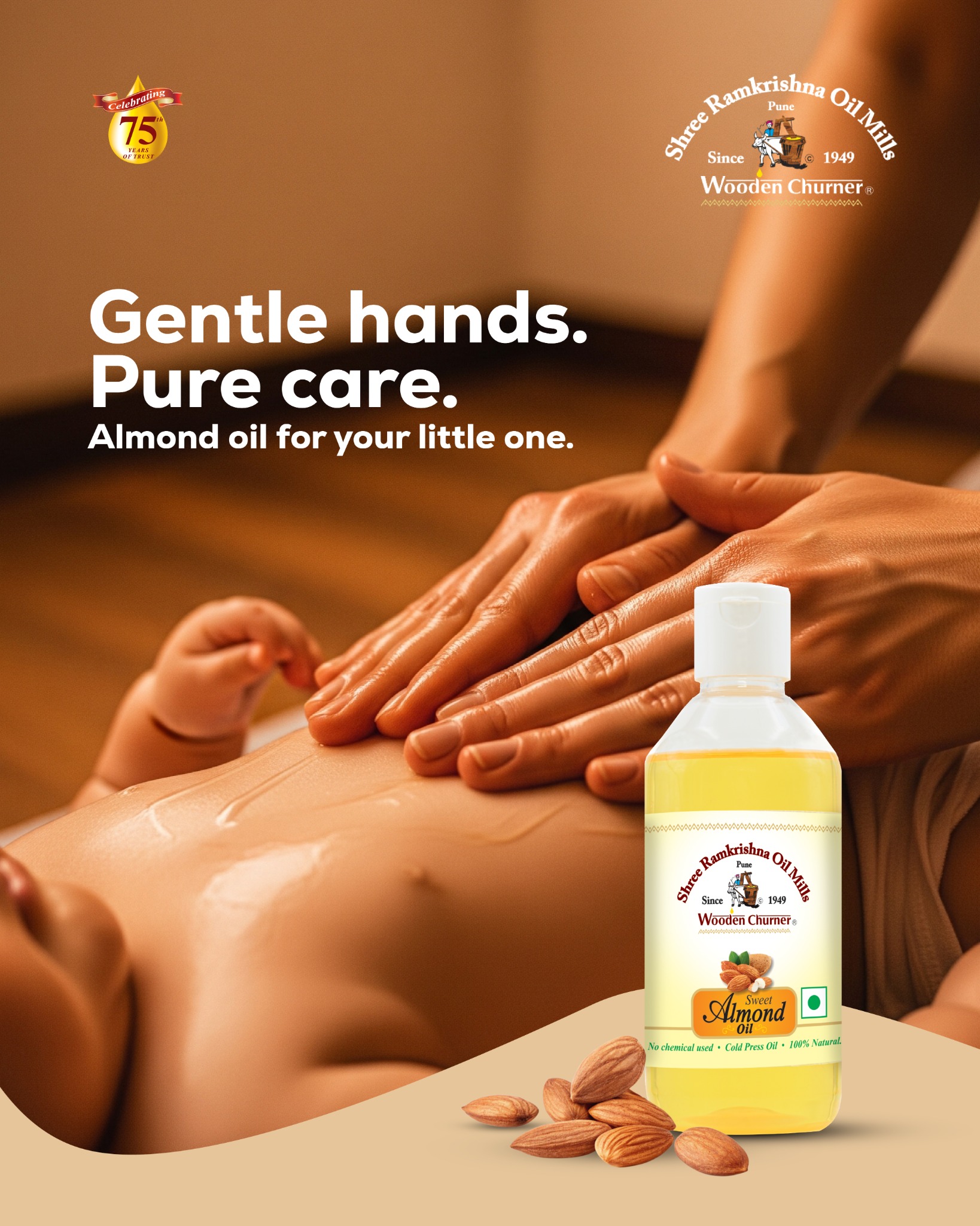 Lakdi Ghana Facebook ad: Baby’s Daily Care with Almond Oil.