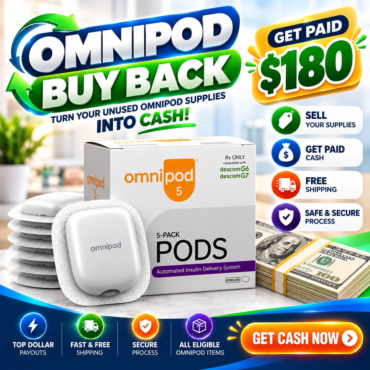 Omnipod Buy Back Facebook ad: Sell Your Omnipod, Get Top Dollar
