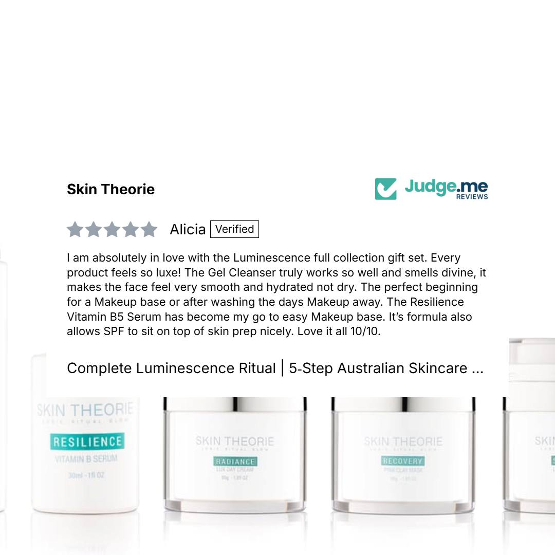 Skin Theorie Facebook ad: 5 star review from Alicia