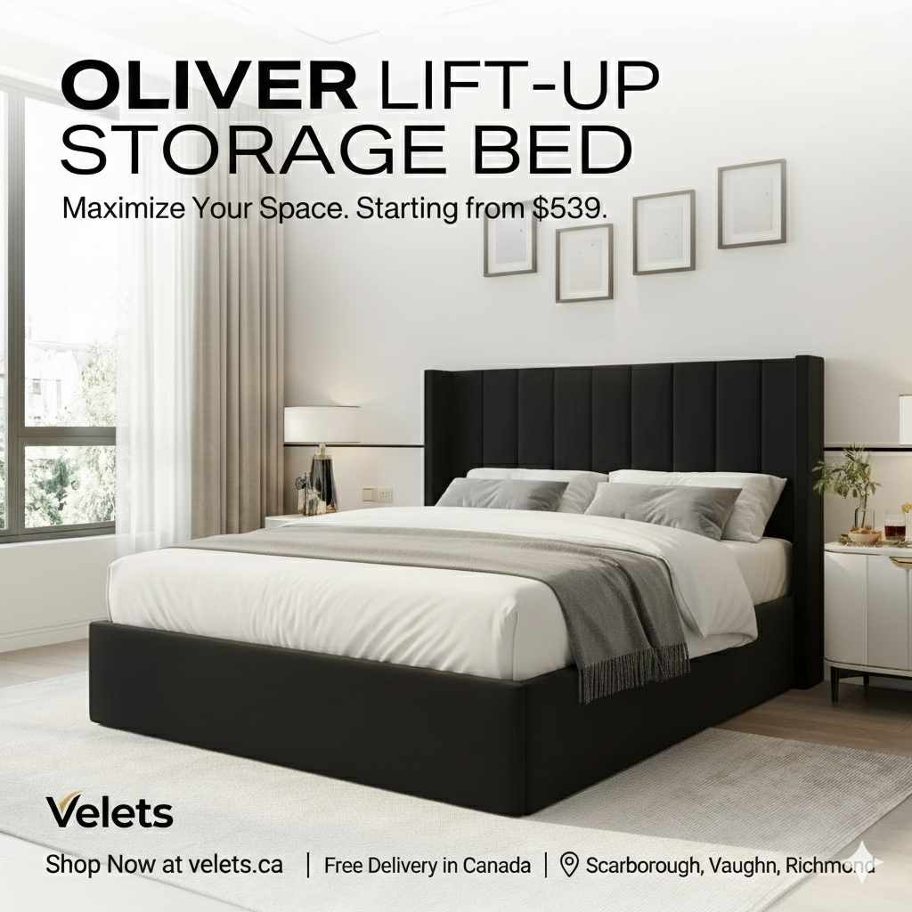 Velets Facebook ad: Modern Lift-Up Storage Beds | Save 50% Today!
