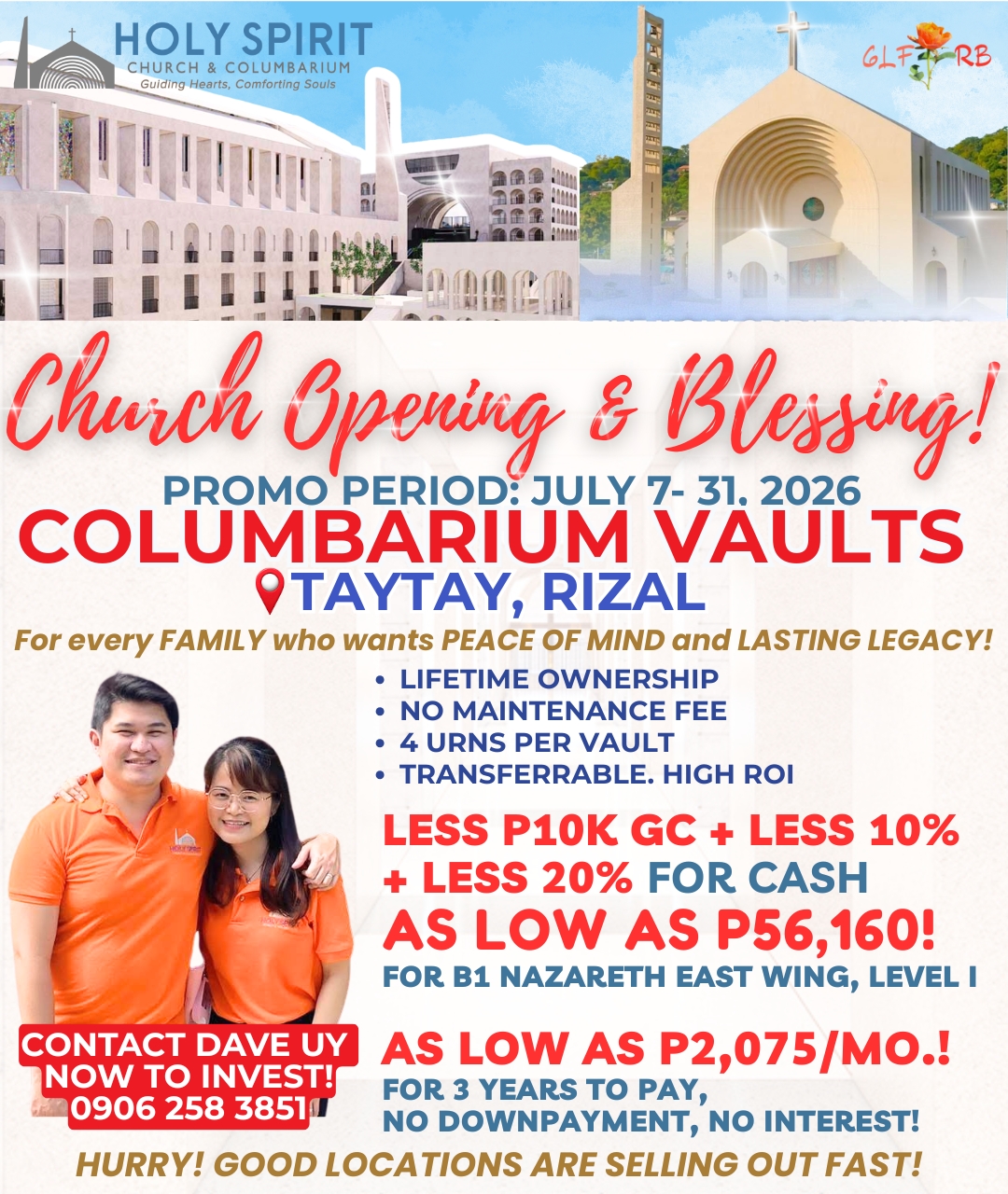 Holy Spirit Church and Columbarium Taytay by Dave & Steph Uy Facebook ad: HAVE YOU PREPARED FOR THE FUTURE?