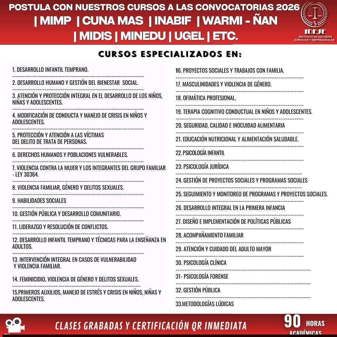 Instituto de Capacitaciones Profesionales del Perú Facebook ad: CURSOS ESPECIALIZADOS VÁLIDOS PARA LAS CONVOCATORIAS DEL…