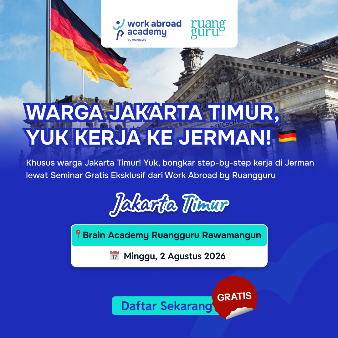 Work Abroad Academy Facebook ad: Warga Jakarta Timur! Gaji Kurang? Yuk Ikut Seminar GRATIS…
