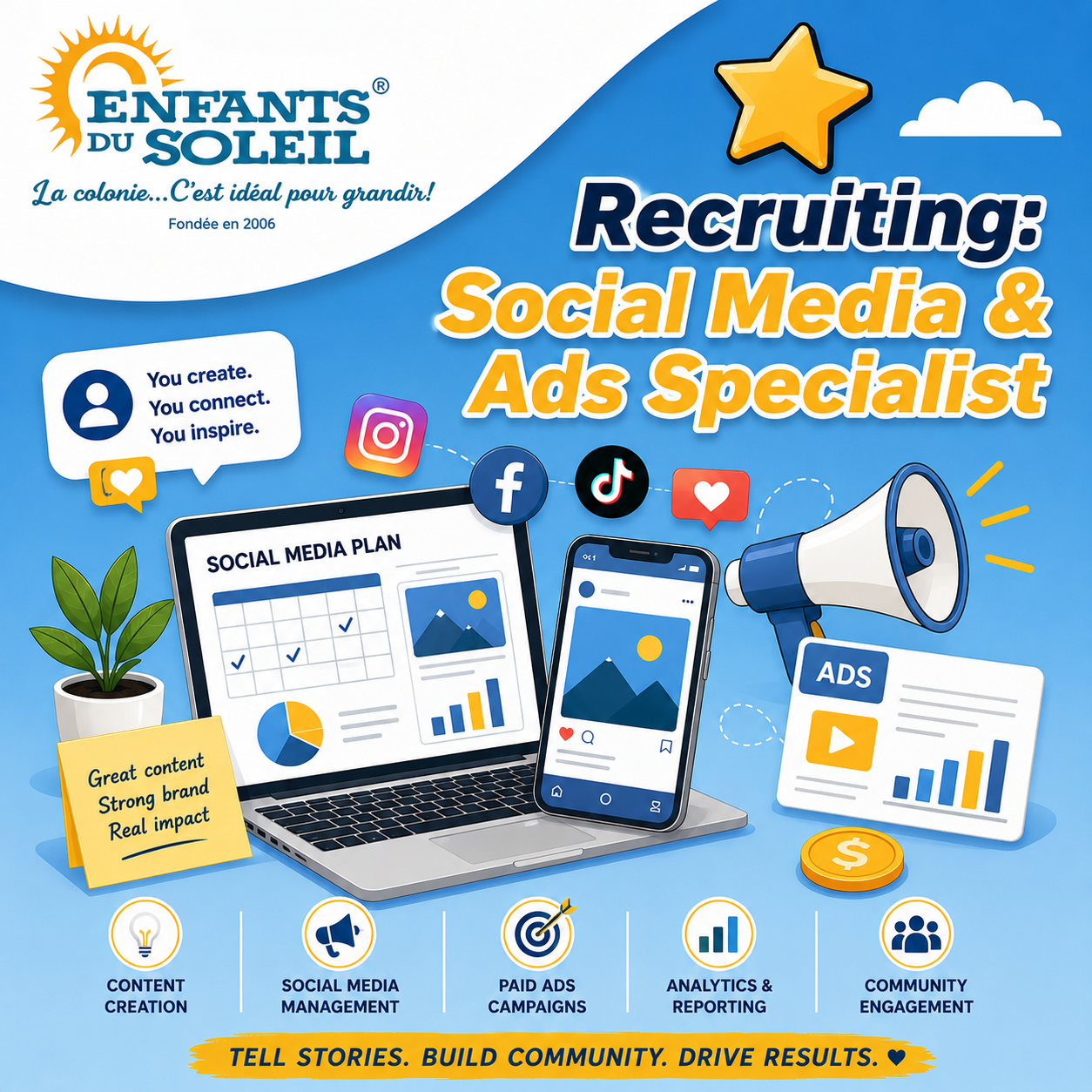 Enfants du Soleil Facebook ad: We’re Hiring a Social Media Specialist!