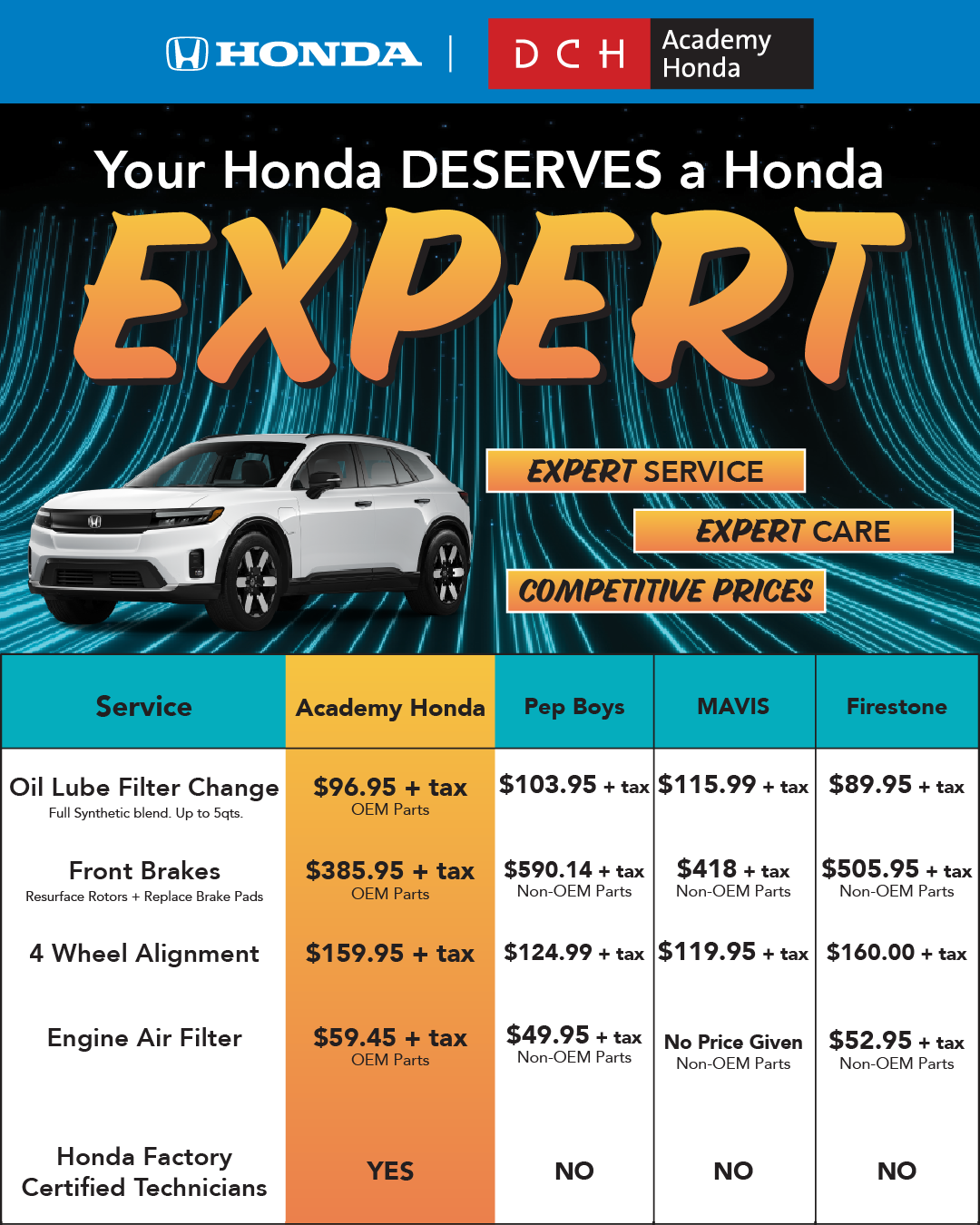 DCH Academy Honda Facebook ad: DCH Academy Honda Value Service Program