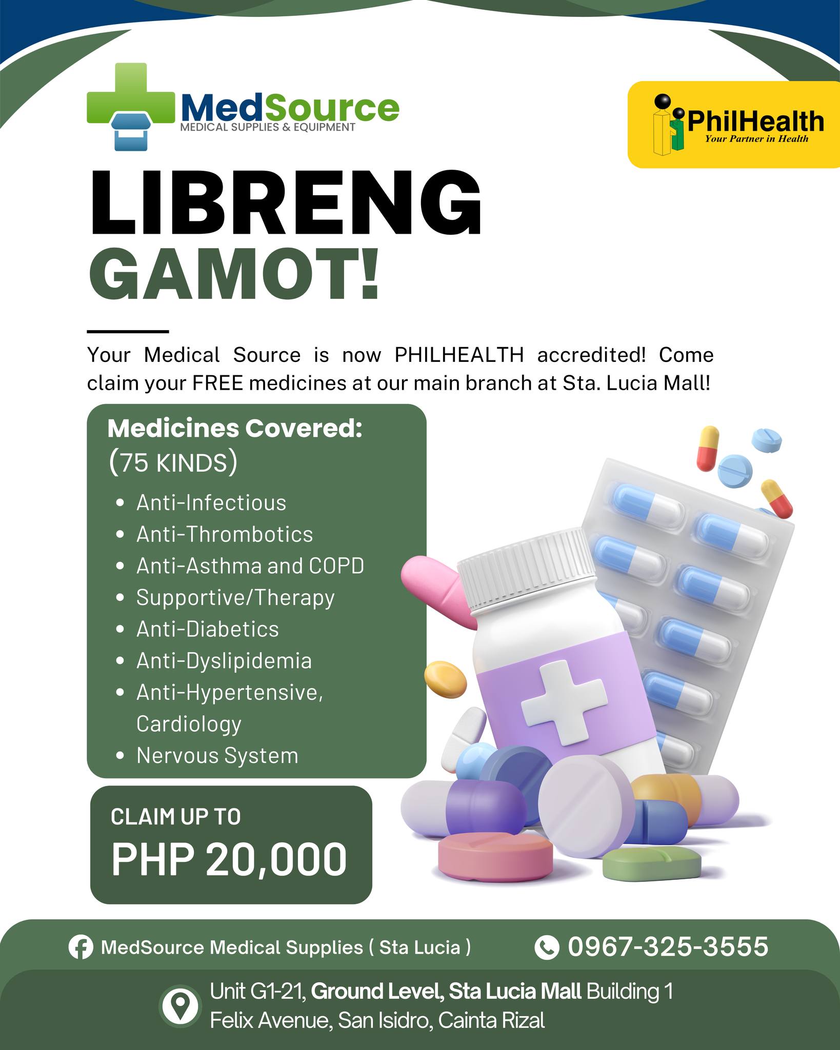 MedSource Medical Supplies Facebook ad: LIBRE! LIBRE! LIBRENG GAMOT!