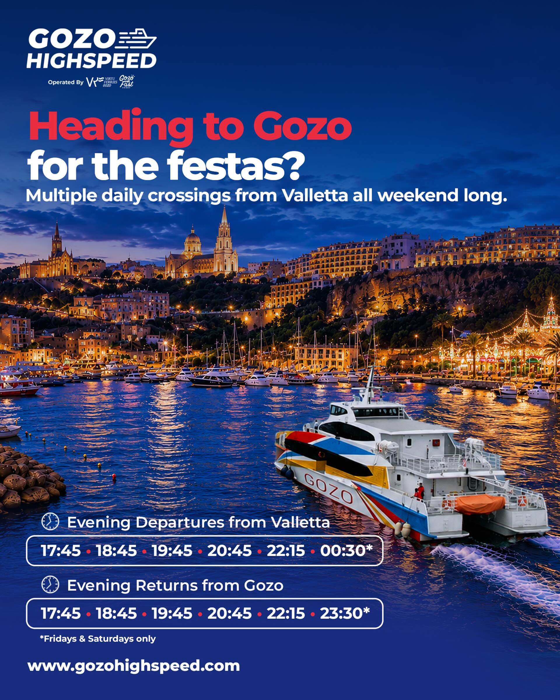 Gozo Highspeed Facebook ad: Festa season is here…thanks to multiple daily crossings…