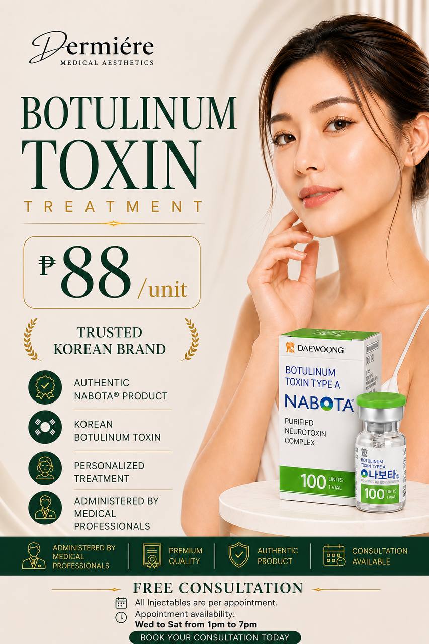 Dermiere Medical Aesthetics Facebook ad: Authentic NABOTA. Professional Care.