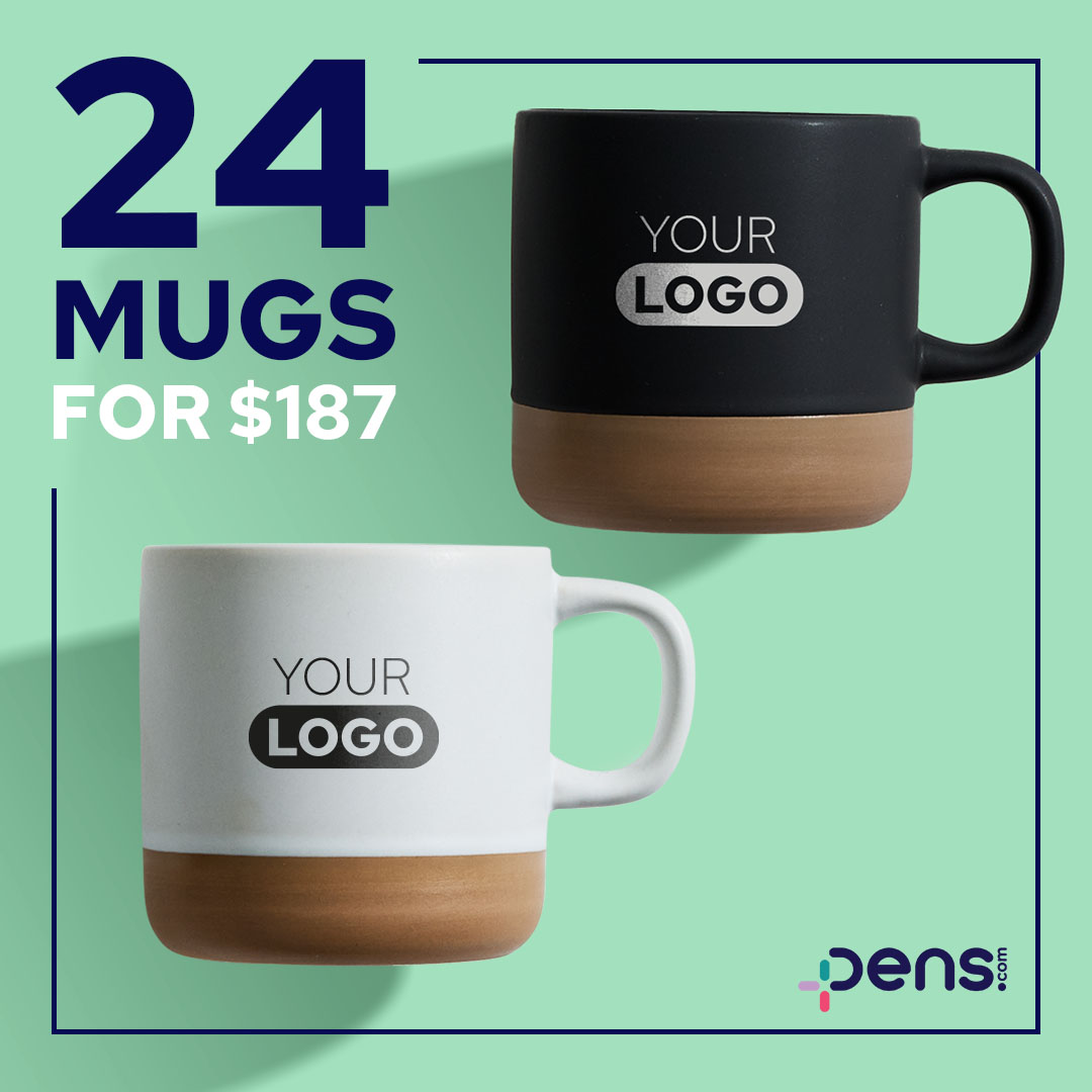 Pens.com Facebook ad: CUSTOM MUGS FOR YOUR BUSINESS