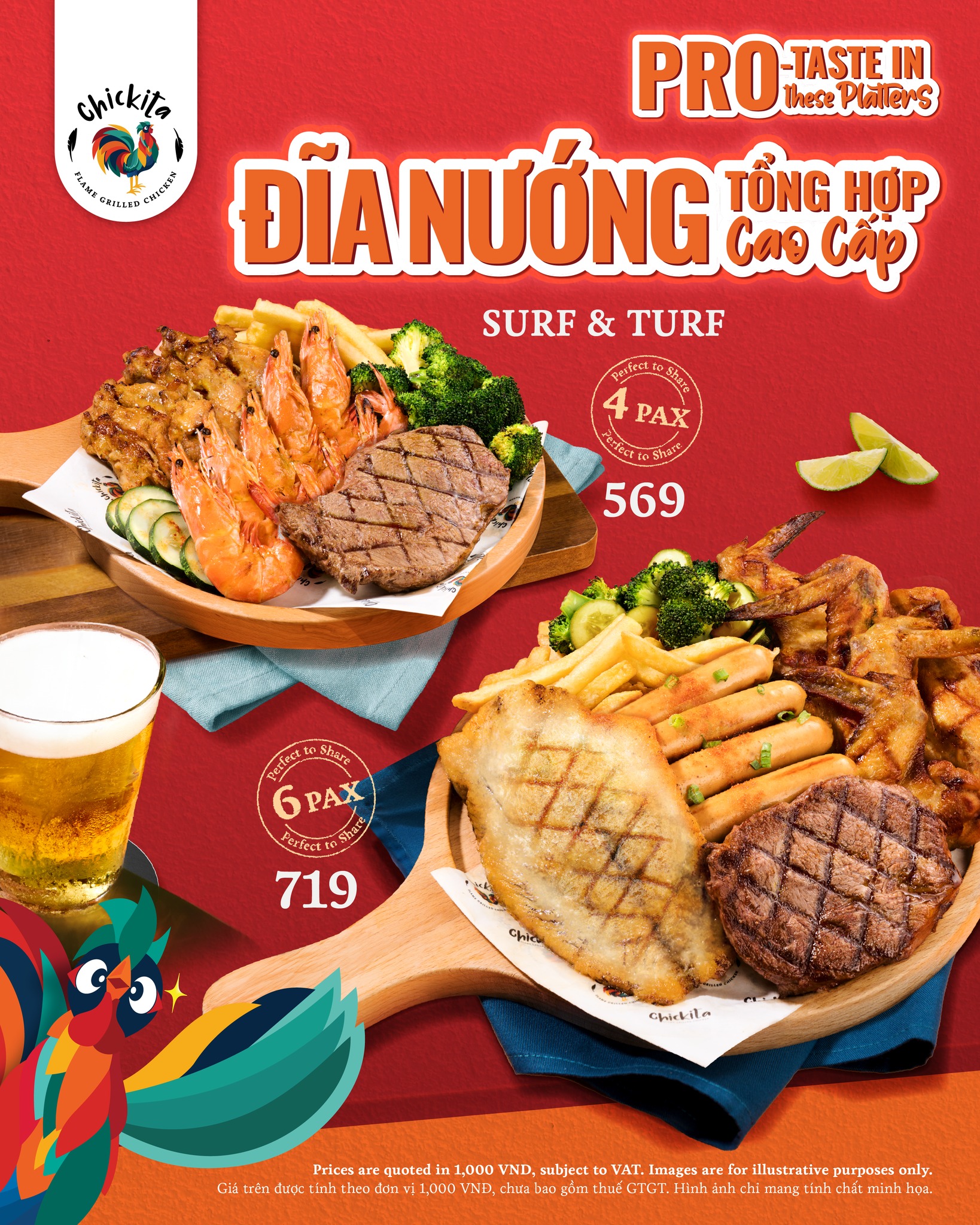 Chickita - Flame Grilled Chicken Facebook ad: PRO-TASTE IN THESE PLATTERS ĐĨA NƯỚNG TỔNG HỢP…