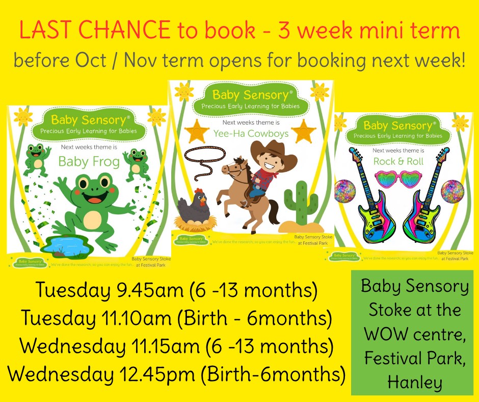 Baby Sensory and Toddler Sense Stoke Facebook ad: Baby Sensory Classes at The Wow Centre Festival Park…