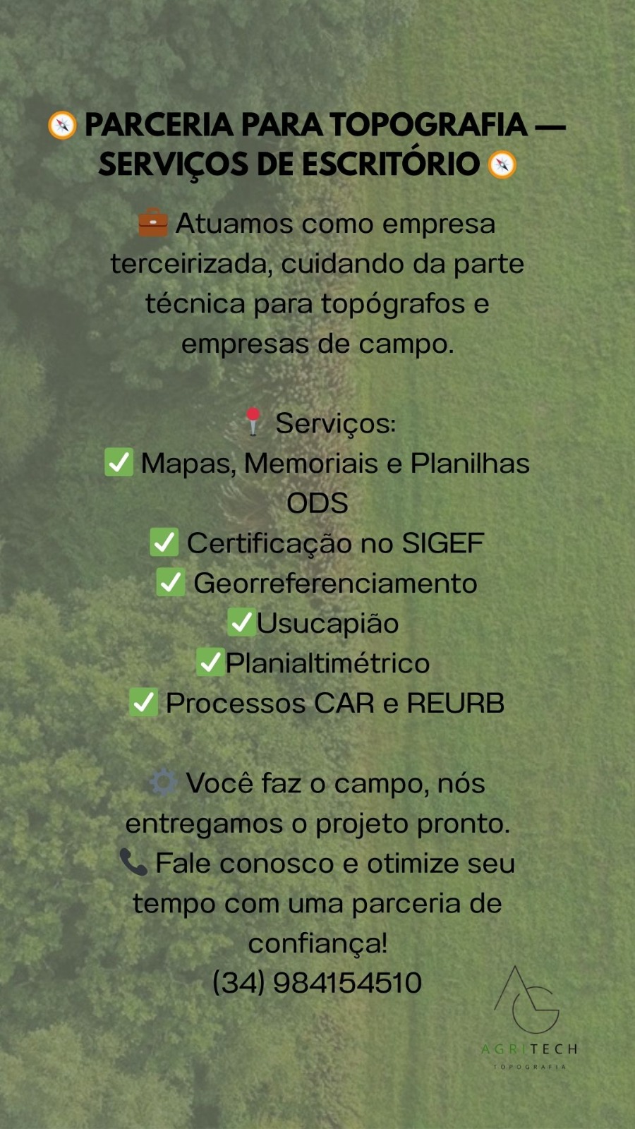 AGRI TECH Facebook ad: Somos um empresa terceirizada na área de topografia…