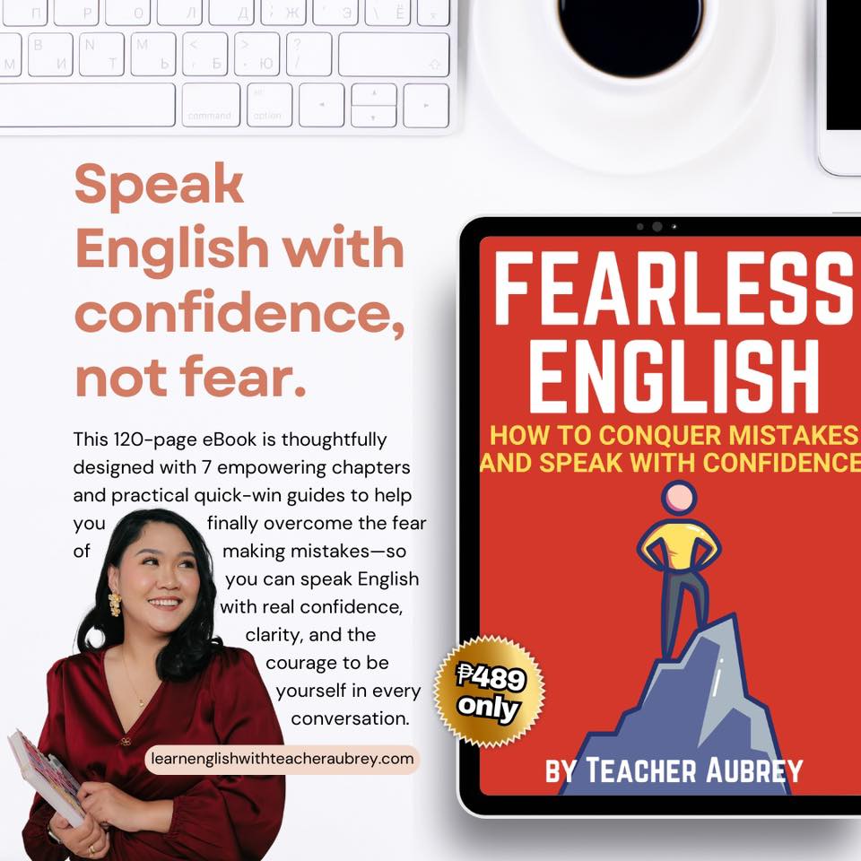 Learn English with Teacher Aubrey Facebook ad: Speak up. Be heard.