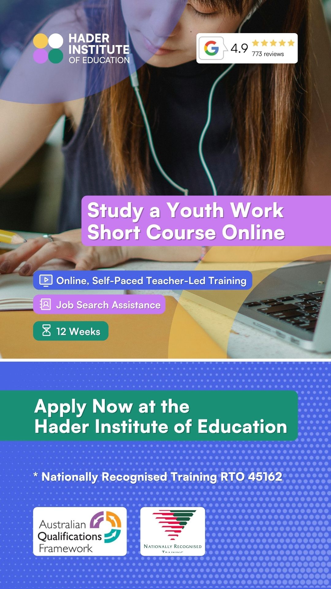 Hader Institute of Education RTO 45162 Facebook ad