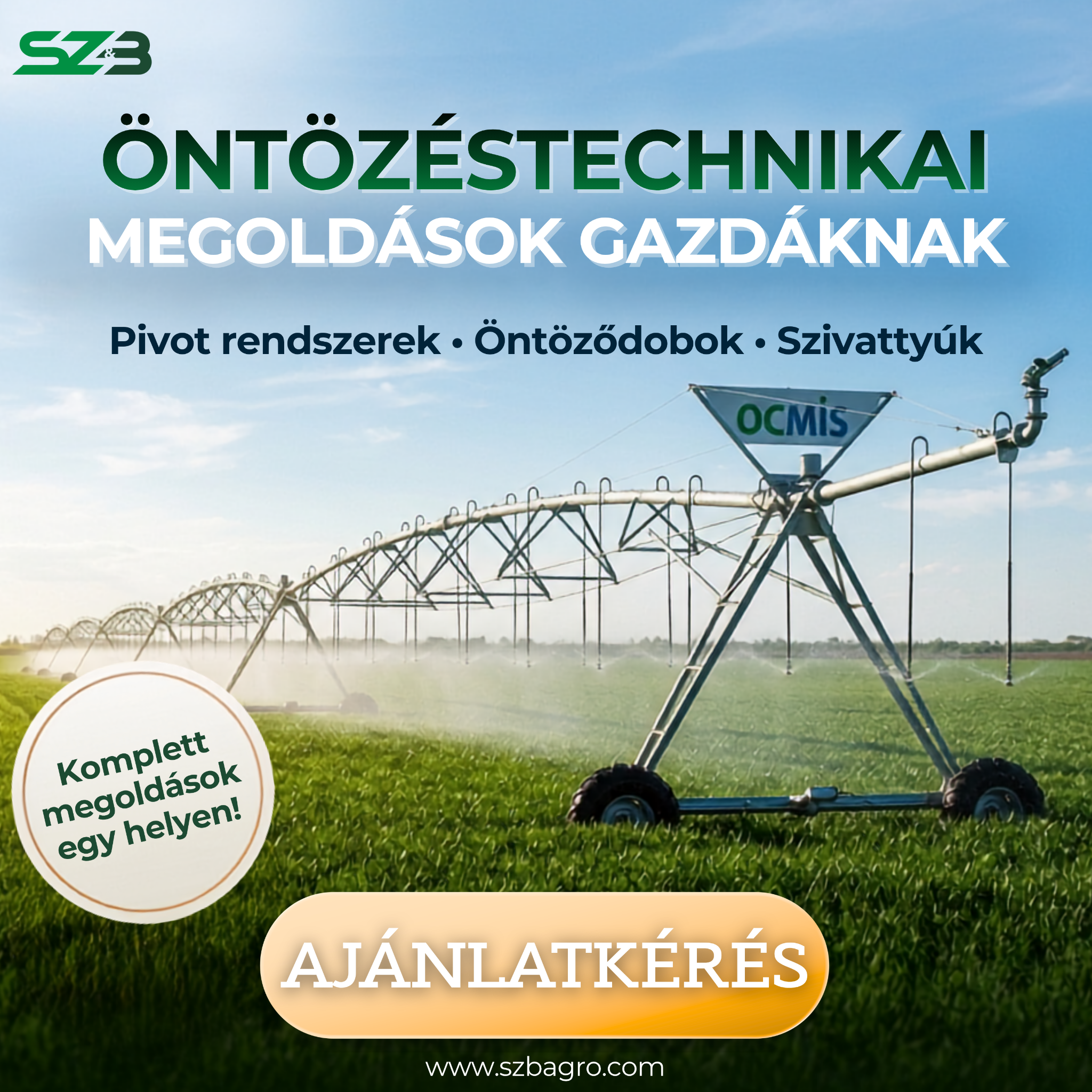 Sz&B Agro Facebook ad: Komplett öntözési megoldások