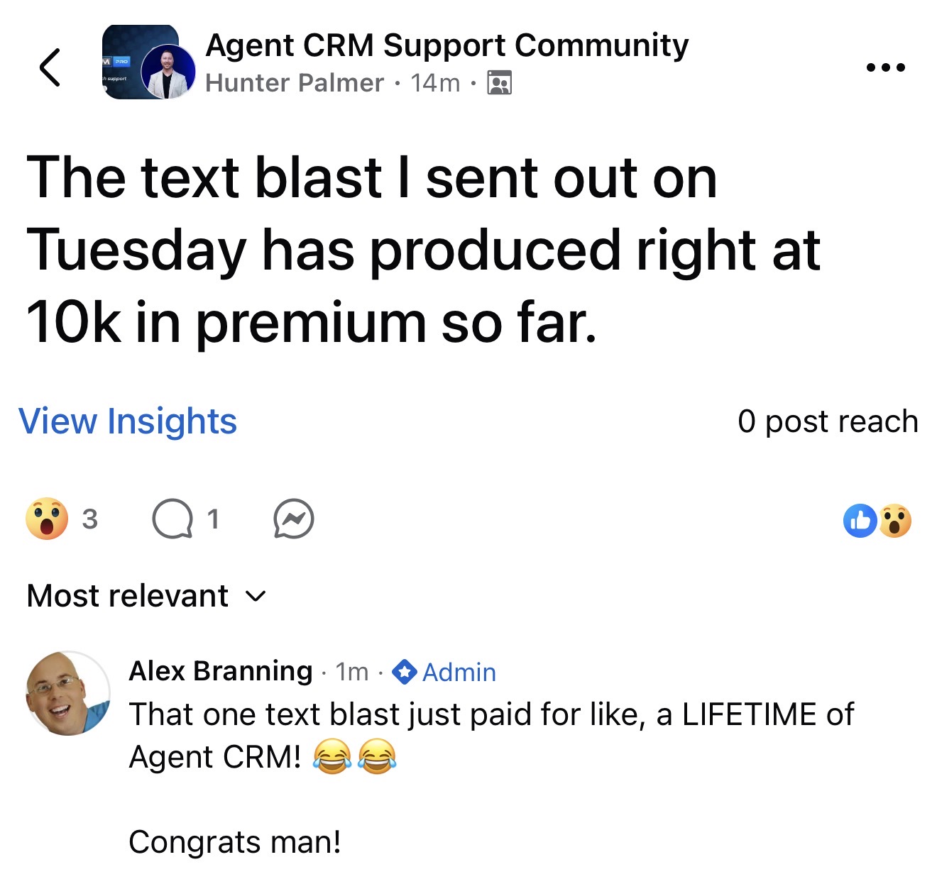 Agent CRM: AI-Powered Sales+Marketing Software Facebook ad: Send mass texts with Agent CRM, and use…