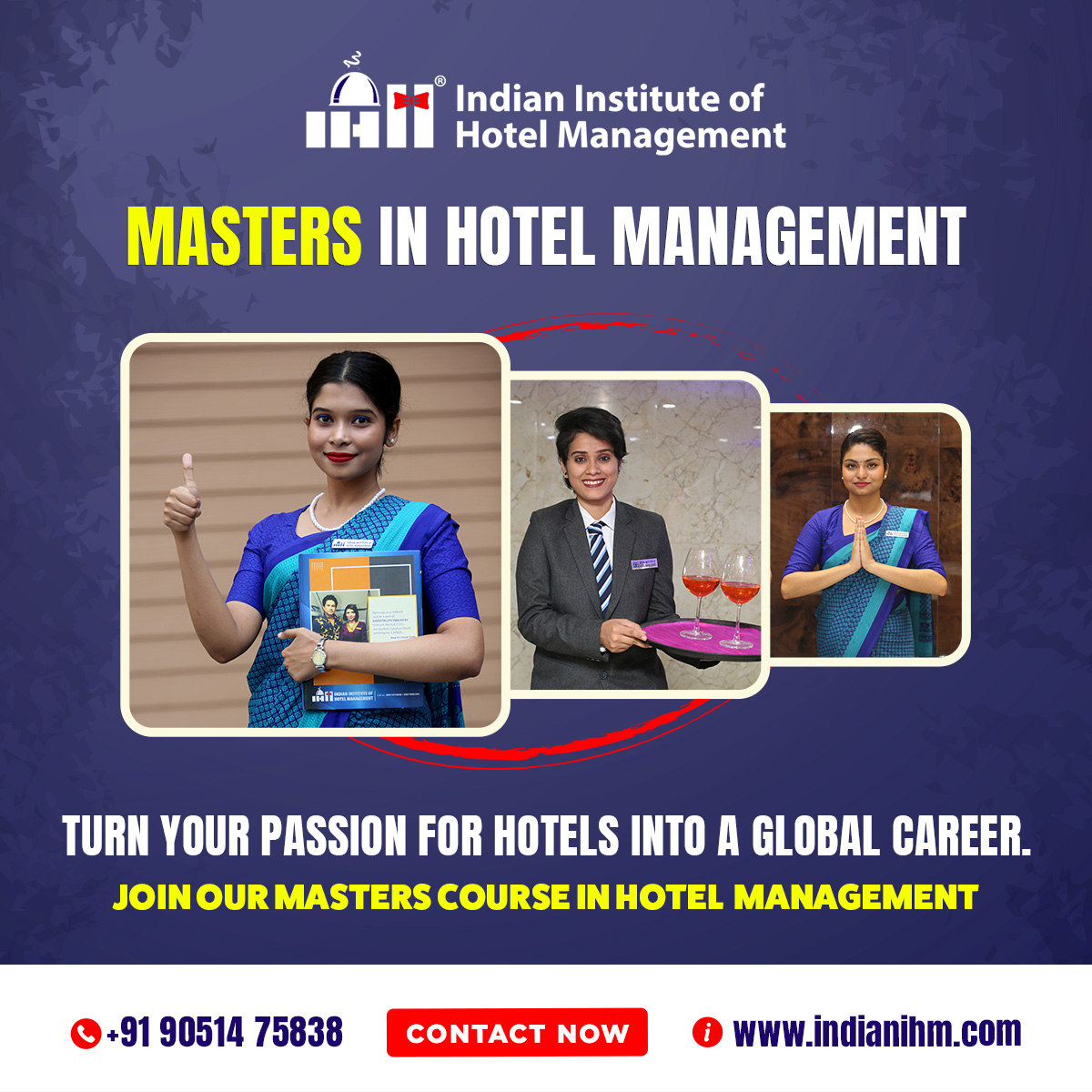 Indian Institute of Hotel Management Facebook ad: Turn your passion for hospitality into a global…