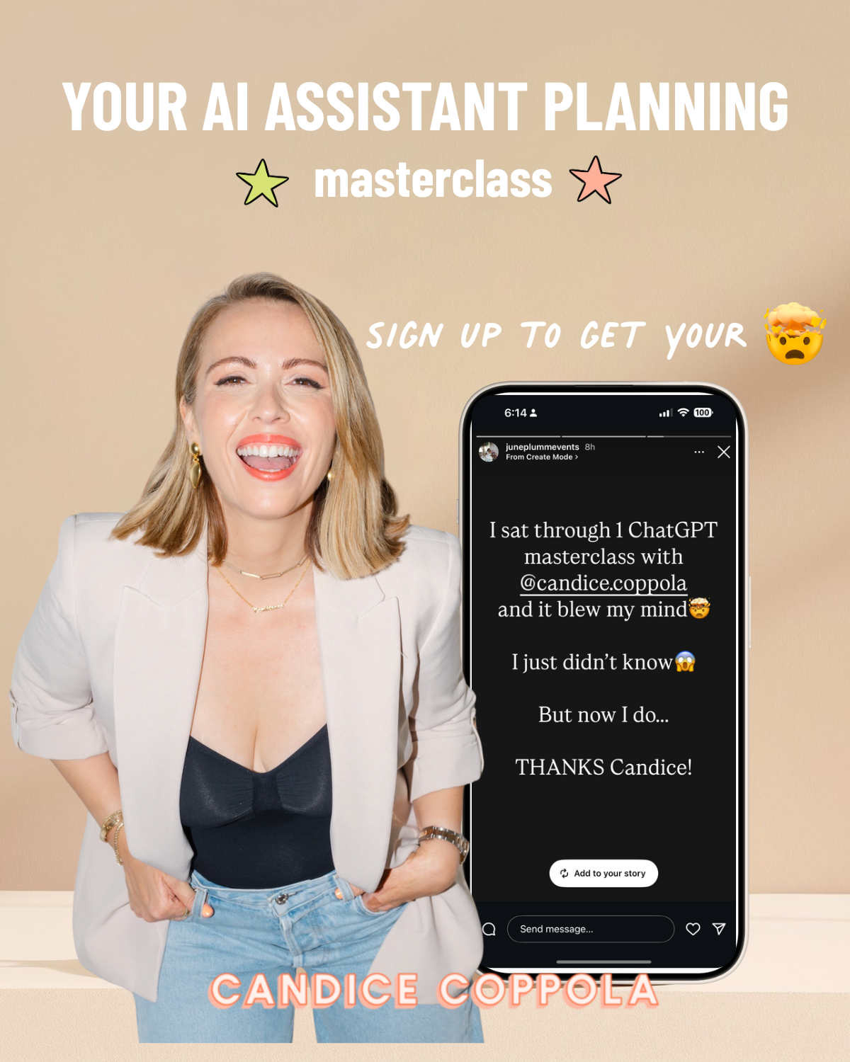 Candice Coppola Facebook ad: Book more dream clients, minus burnout.