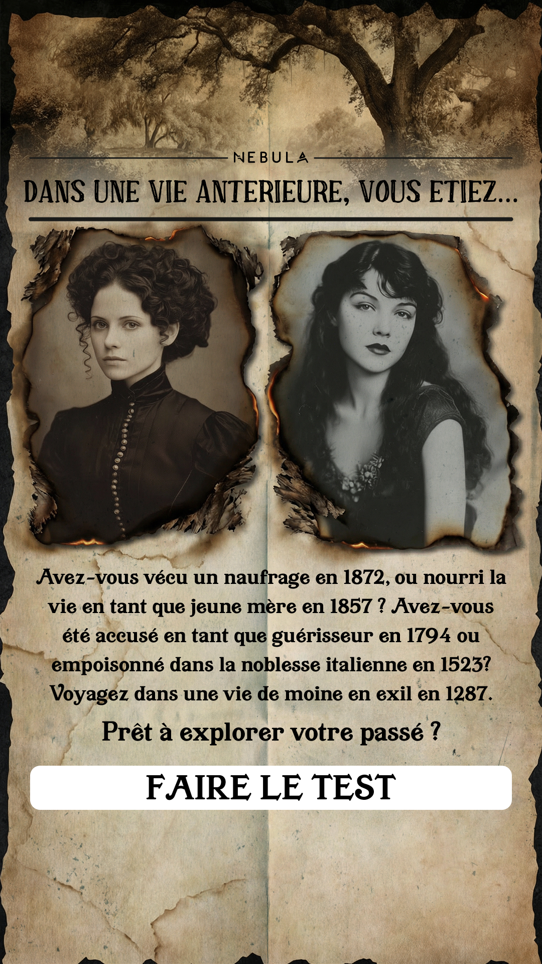 Nebula: Past Life Power Reading Facebook ad: Fais le test ➝