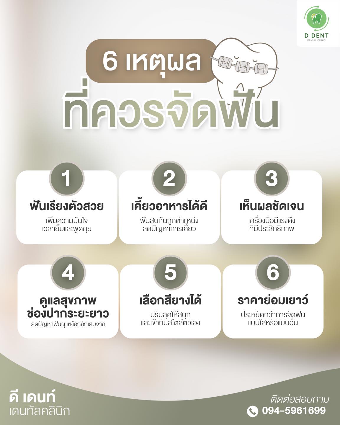 DDent Clinic Facebook ad: 6 เหตุผลที่ควรจัดฟัน